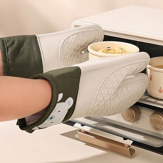 1+1 드림시오 열차단 주방 실리콘 오븐 장갑, 2개