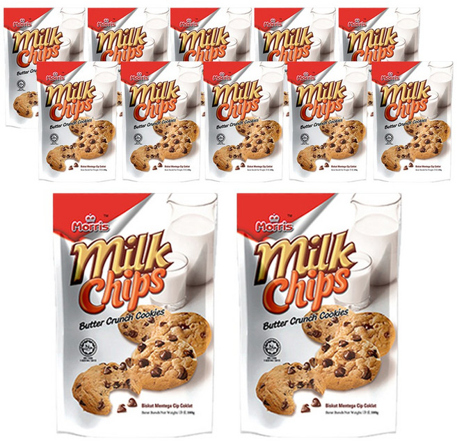모리스 밀크칩 버터 크런치 쿠키 12개(100gx12개) 초코칩과자, 12개, 100g