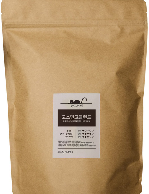 만고커피 갓볶은 원두 산미 없는 블렌딩 강배전 구수한 커피 고소만고블렌드, 1개, 1kg, 홀빈(분쇄안함)