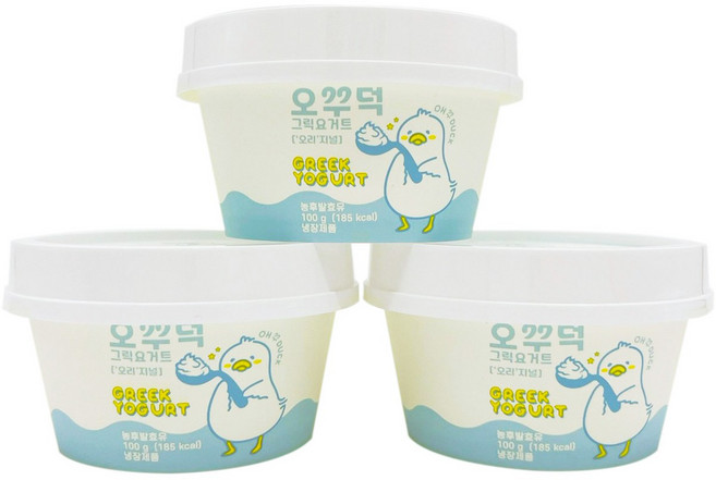 밀팜 오꾸덕 떠먹는 무가당 그릭요거트 수제 플레인 유산균 농후발효유, 100g, 3개