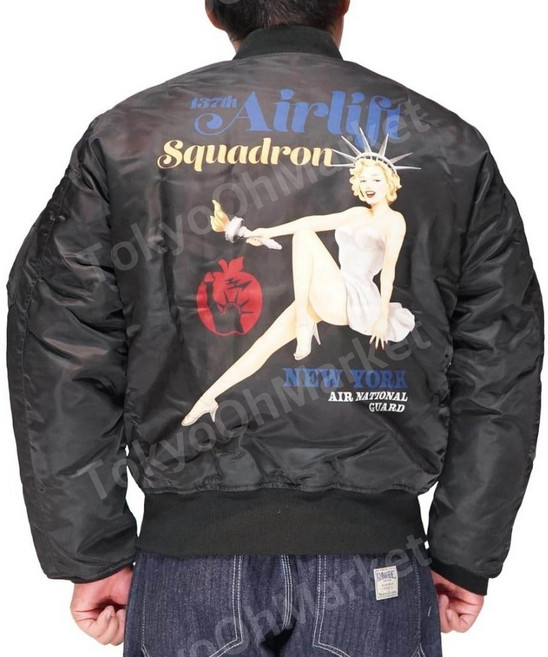 아비렉스 핀업걸 리버시블 항공점퍼 자켓 블루종 블랙