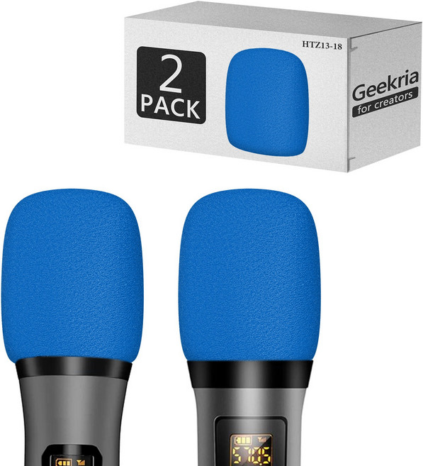 Geekria 크리에이터용 1.6'' 직경 마이크용 폼 윈드스크린 안티팝 폼 커버 마이크 윈드 커버 WXM09 XM8500 호환 스폰지 폼 필터 (블루 / 2팩), HTZ13-18