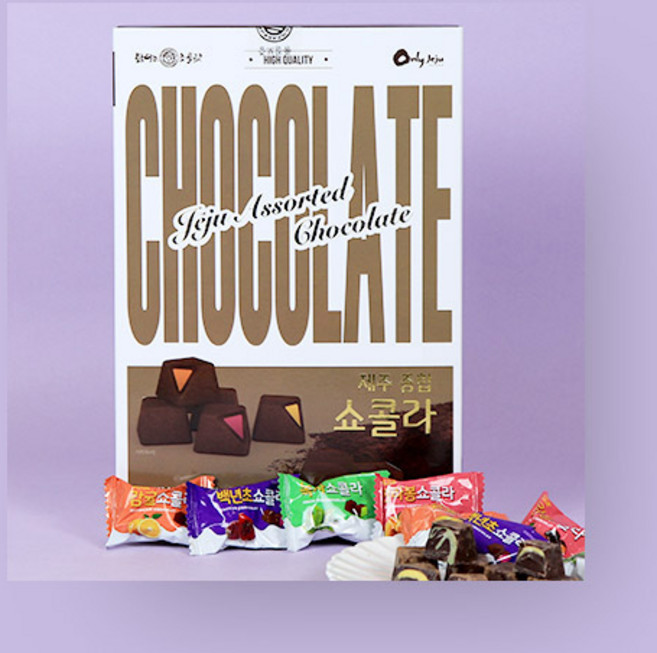 제주도 종합쇼콜라 4종 감귤 백년초 녹차 한라봉, 192g, 1개