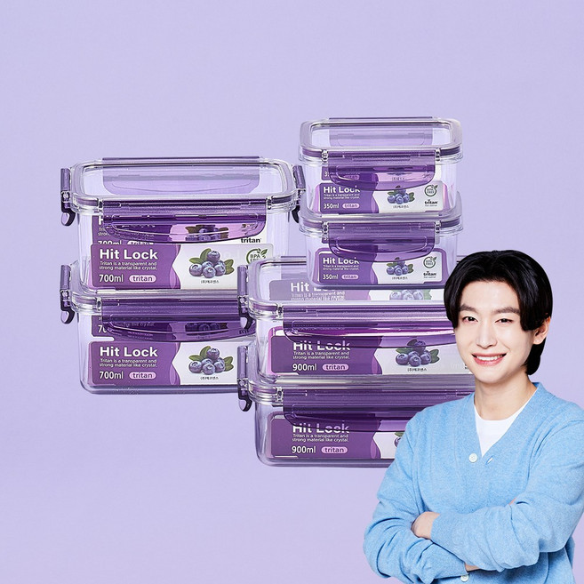 에코센스 히트락 올트라이탄 밀폐용기 직사각 반찬통 3종 6P세트, 1세트, 3종 6P 직사각