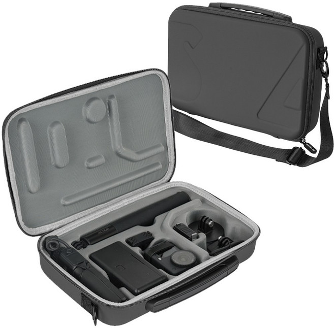 써니라이프 DJI 오즈모 액션6 어드벤처콤보 케이스+넥스트랩 액션캠 보호 카메라 수납 가방 액세사리, 블랙