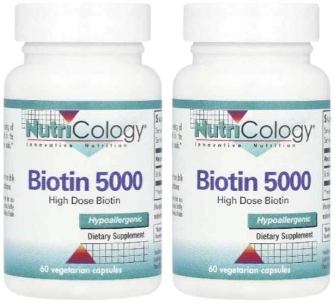 Nutricology 비오틴(비오틴) 5000 60 채식 캡슐, 2개 - 쿠팡