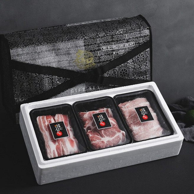 [농협안심한돈] 명품 한돈 돼지고기 선물세트 3호 1.3kg (삼겹살500g/목살500g/항정300g), 1세트