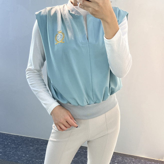 투솜 여성골프조끼 자수포인트 방풍 골프조끼 여성 봄 가을 여름 골프 베스트 스판 코디룩 라운딩 코디 여자골프조끼 기능성 빅사이즈 스판조끼