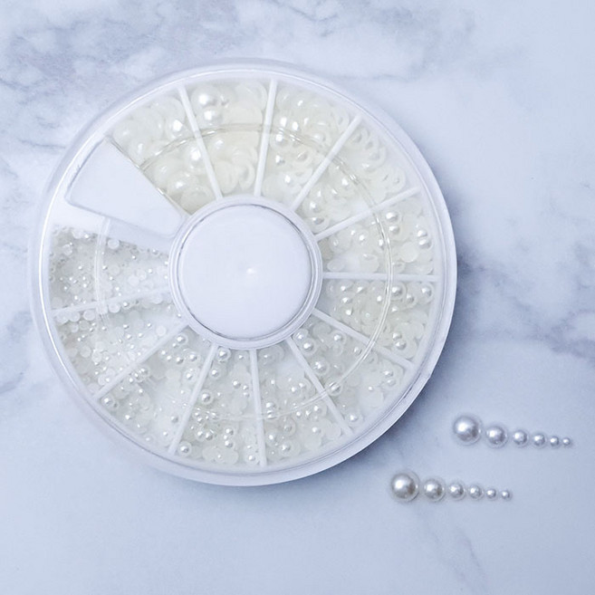 네일 진주 반진주 사이즈6종 화이트/크림 12칸, 1개, 반진주12칸-크림