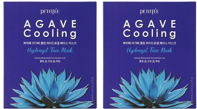 [쁘띠페] 아가베 쿨링 하이드로겔 페이스 마스크 1+1, 2개, 5개입 - 쿠팡