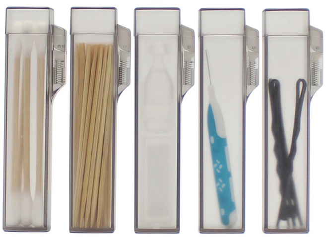 라벤티노 휴대용 면봉 케이스 이쑤시개 인공눈물 머리핀 보관통, 5개, 반투명