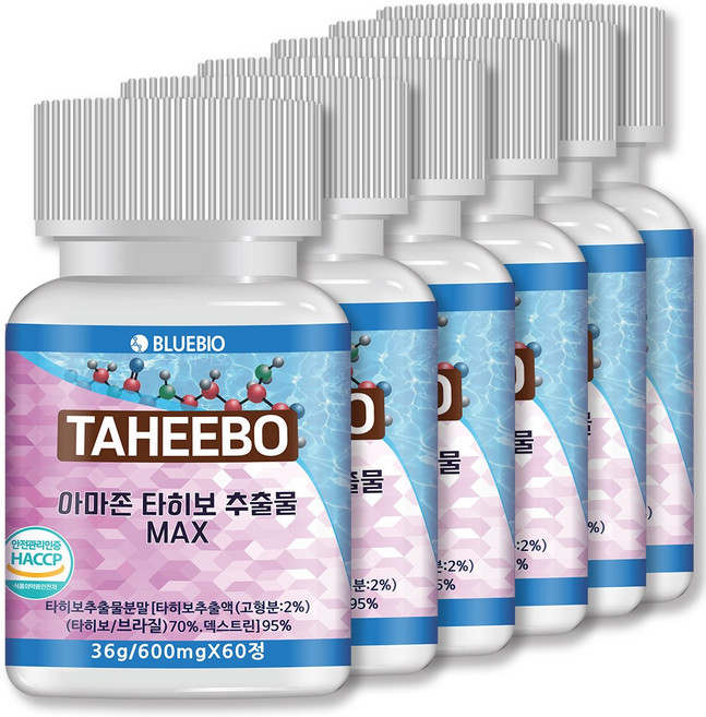 식약청 아마존 타히보 추출물 MAX 600mg 60정 보스웰리아 콘드로이친 글루코사민 함유, 6개