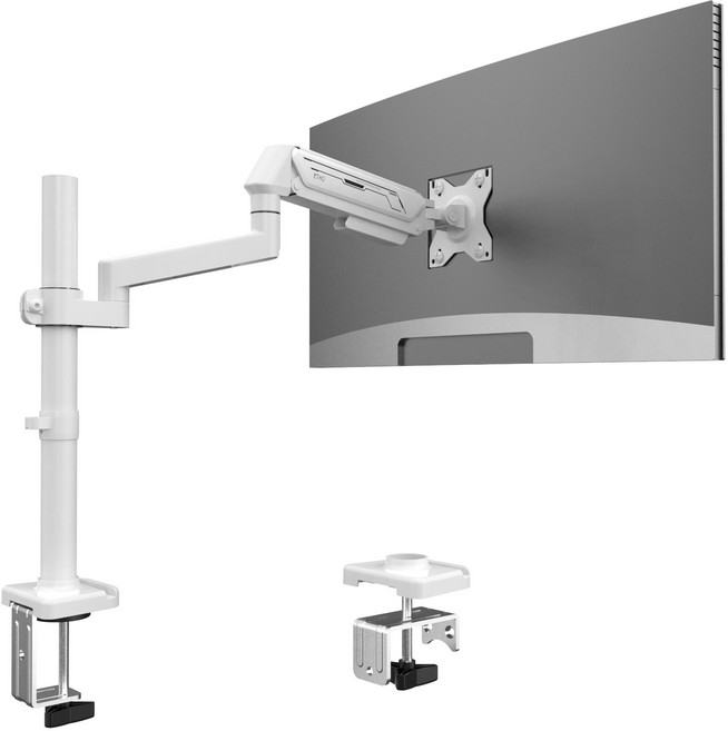 ETHU 싱글 모니터암 플렉스 핏 폴타입 고중량 거치대 17~32인치, 1개, 화이트