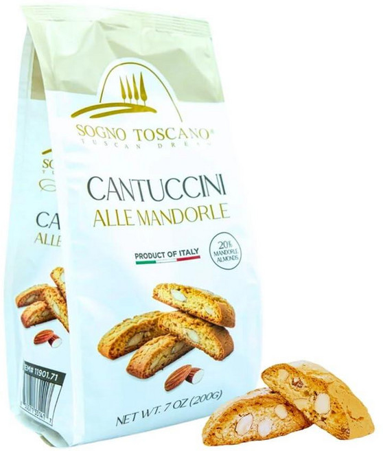 Sogno Toscano 이탈리아 아몬드 칸투치니 칸투치 - 천연 성분 전통 정통 칸투치 토스카나 레시피 클래식 아몬드 이탈리아 비스코티 쿠키 고급 커피 및 차 디핑 스, Sogno Toscano 이탈리아 아몬드 칸투치니, 칸, 200g, 1