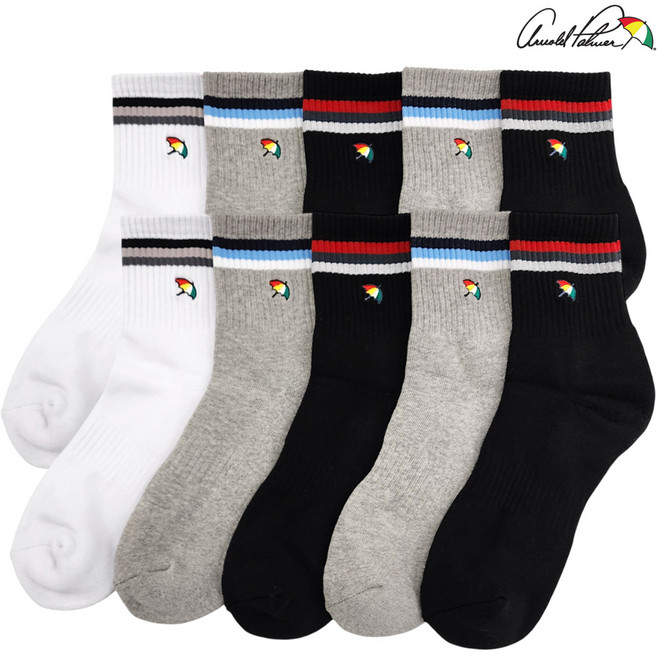 아놀드파마 남자 발바닥 두꺼운 파일 스포츠 등산 링글 단목 양말 10족 세트