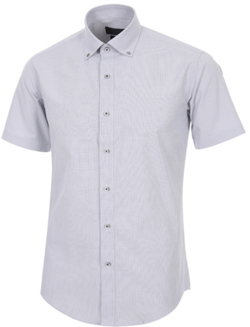 로베르타디까메리노 남성용 TC 잔체크 버튼다운 슬림핏 그레이 반소매 셔츠 RN2-452-3