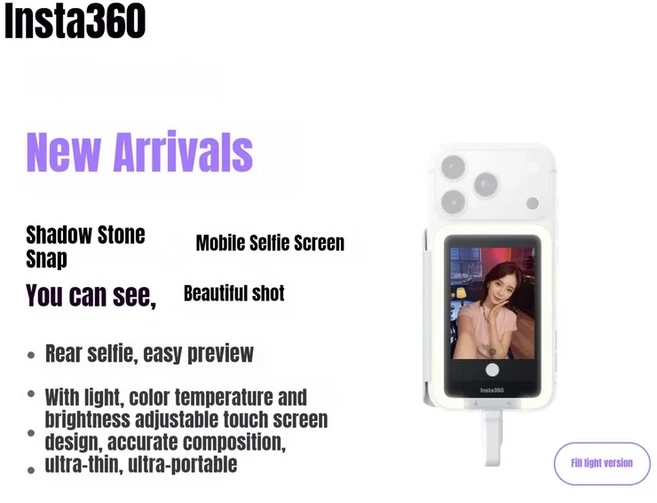 100% 인스타360 스냅 최고의 인물 사진 촬영 도구 후면 카메라가 있는 보조 셀카폰, 02 Pro With Light