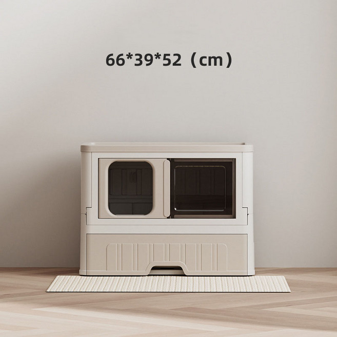 HANTAO 고양이 가구형 화장실 캣 하우스 겸용 조립식 애견 용품 수납 다기능, 화장실(66*39*52cm), 화이트, 1개