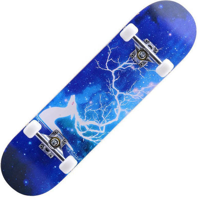 專業成人兒童幼童滑板 四輪楓木板 初學者造型雙翹板, 鹿鹿（專業級高彈輪）, 1個