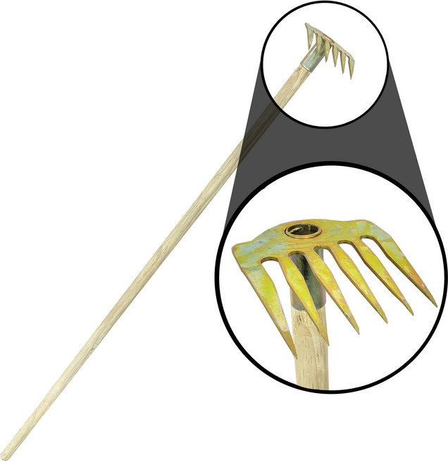 하동 명품 호미 사각 6발 장대 갈쿠리 잡초 제거 뿌리 농기구 특허품 국내생산 갈퀴 갈쿠리 쇠스랑, 1개