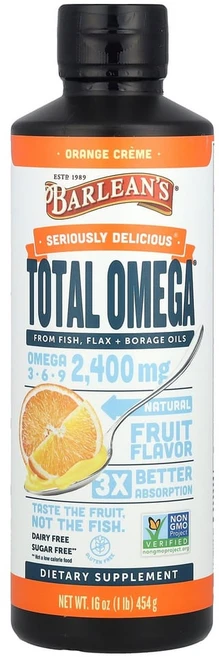 발린스 Barleans (발린스) Total Omega Orange 크림 2400mg 454g(16oz), BAR00027, 454g, 1개 - 쿠팡