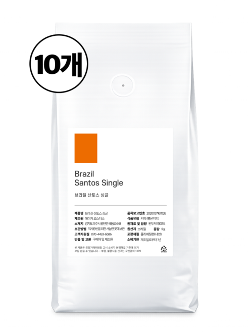 올데이커피 고소한 브라질 산토스 싱글 오리진 원두 커피, 10개, 1kg, 홀빈(분쇄안함)