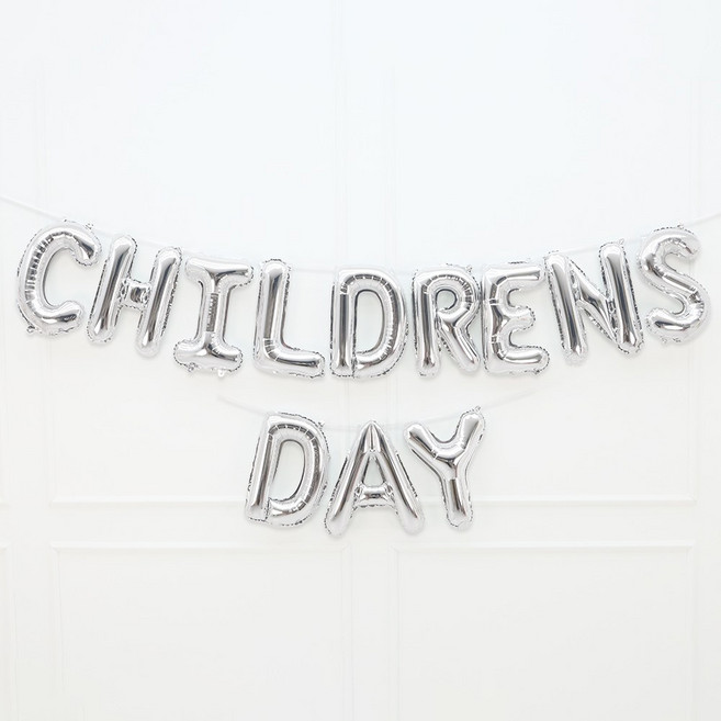 파티짱 CHILDRENS DAY 글자 풍선 칠드런스데이 어린이날, 실버