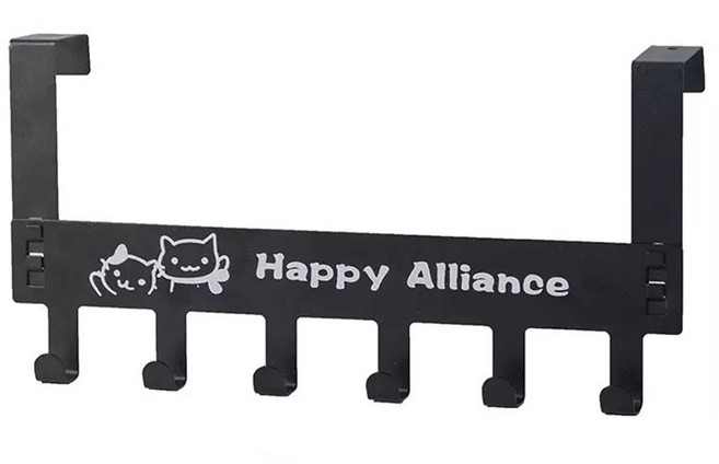 문걸이 후크 옷걸이 무타공 벽걸이 수납 욕실 침실 다용도 걸이, 블랙1, 1개