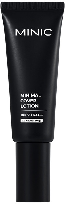 미닉 미니멀 모공 잡티 주근깨 완벽 커버로션 남자 선크림 파운데이션 비비크림, 2호 내추럴 베이지, 1개