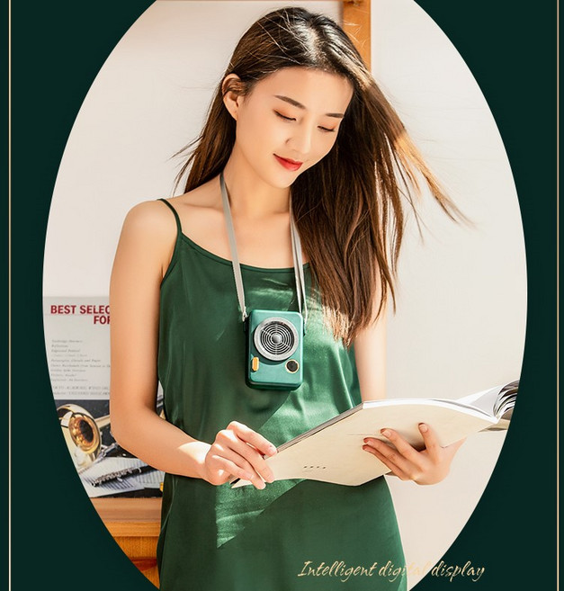 목걸이 선풍기 휴대용 미니 소형 아이목걸이 초등 카메라 선풍기, 화이트