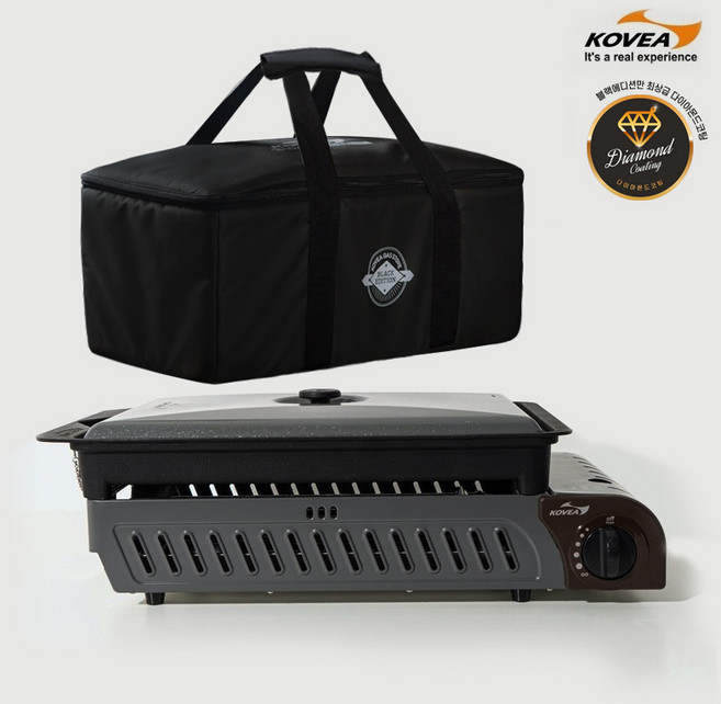 코베아 원조 구이바다 블랙에디션 L 4-5인용 3WAY 올인원 플러스 / 다이아몬드 코팅이 적용된 유일한 에디션 / 전골팬 / KGG-1304CDC 캠핑 버너그릴, 구이바다 블랙에디션L(로스트그릴 포함), 1개