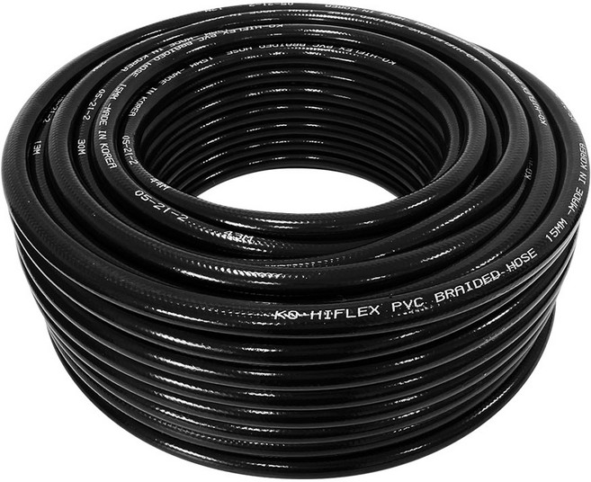 검정편사호스15mm 16mm*50M 물호스 내압편사호스, 1개, 블랙