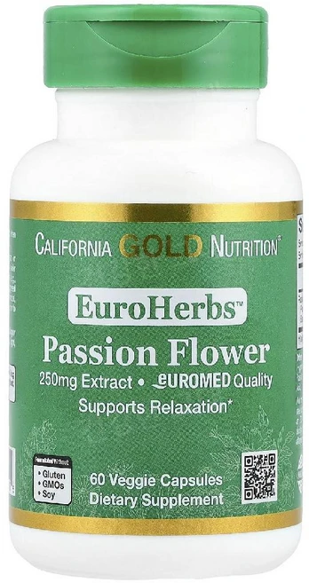 캘리포니아골드 유로허브 패션플라워 시계꽃추출물 250mg 60캡슐 PassionFlower, 1개, 60정 - 쿠팡