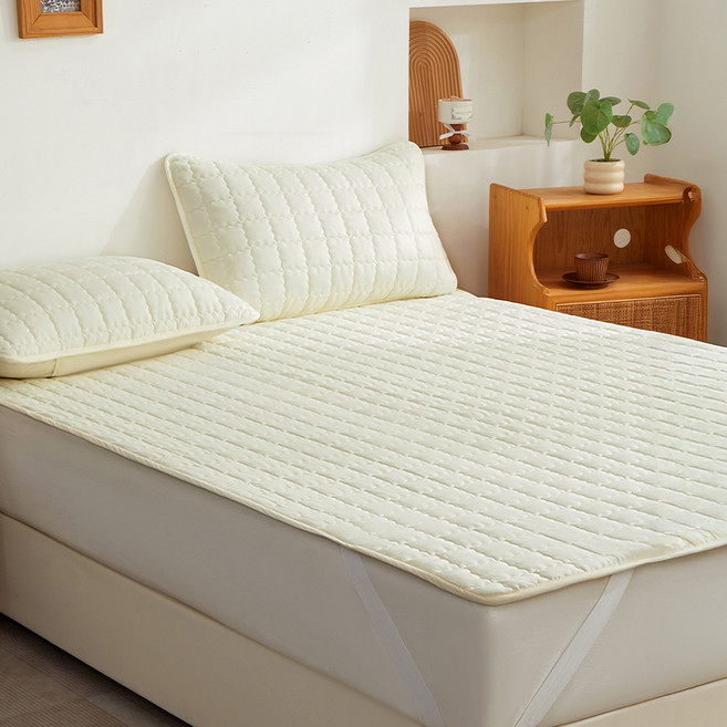 베오라 순면 누빔 큐브 침대방수패드 모서리고정밴드, 아이보리