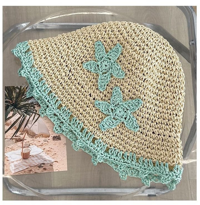 COSYEVNO 여성 여름 니트 해변 해스타일 버킷햇 모자 Tzkyfm-10