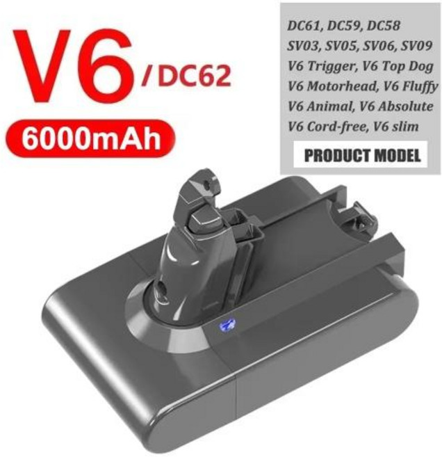 V6 V7 V8 V10 충전식 Bateria SV10 SV11 SV12 DC59 DC62 진공 청소기 배터리 DC58 배터리 소니 배터리 셀, V6 6000mAh, 1개