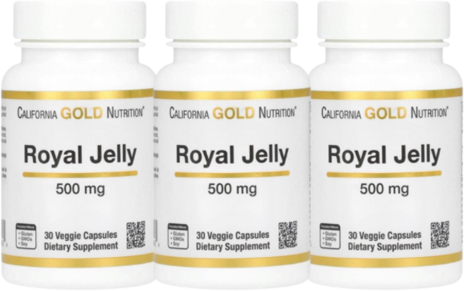 2+1 캘리포니아 골드 뉴트리션 로열젤리 500mg 베지 캡슐 30정, 3개