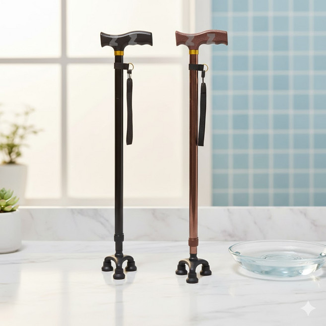 3발 보조 지팡이 선물 노인보행보조 실버용품 보행기 안전용품, 브라운