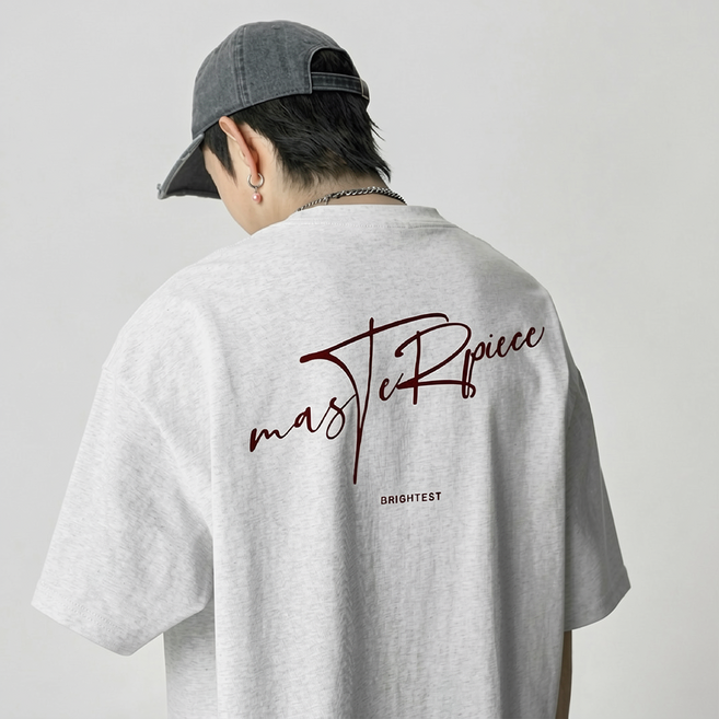 HANYO 남여공용 레터링 프린트 빈티지 루즈핏 캐주얼 반팔 티셔츠