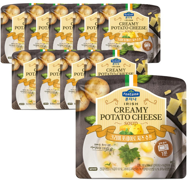 폰타나 크리미 포테이토 치즈 전자레인지용 수프, 180g, 10개