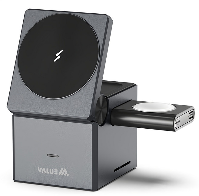 밸류엠 큐브 3in1 맥세이프 고속 무선 충전기, 혼합색상, 1개