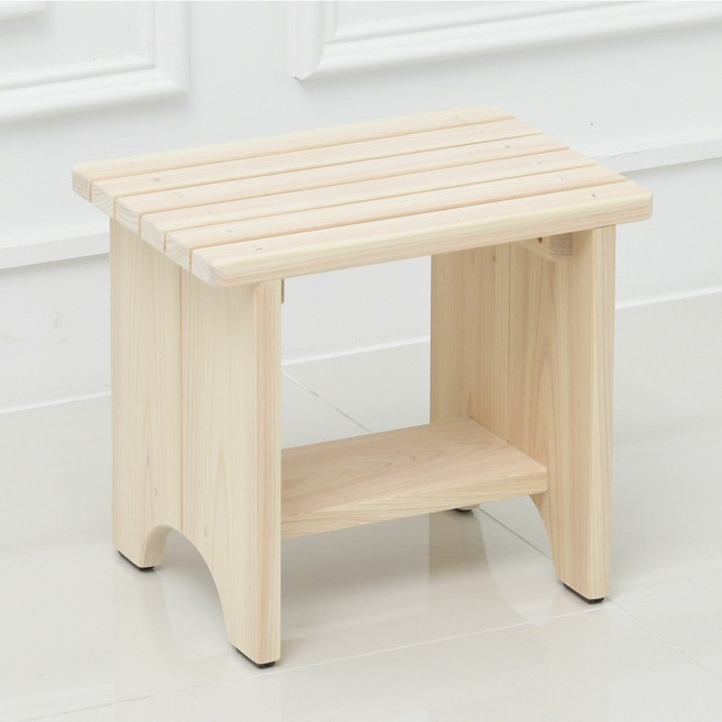 더복 물빠짐 좋은 편백나무 히노끼 목욕 욕실 의자 가로34센티 높이30센티, 1개