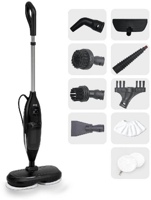 샤크 모델 올인원 7종 고온 스팀 청소기 길이조절 | 아기 반려동물 안심 130도 살균 회전 물걸레, 블랙