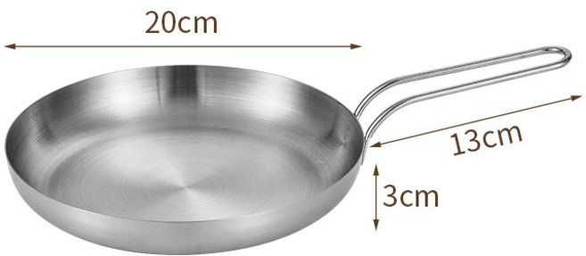 스텐 스테이크 접시 냄비 후라이팬 소 프라이팬 손잡이 스테이크접시 야외 캠핑접시, 실버, 손잡이가없는 20cm, 1개