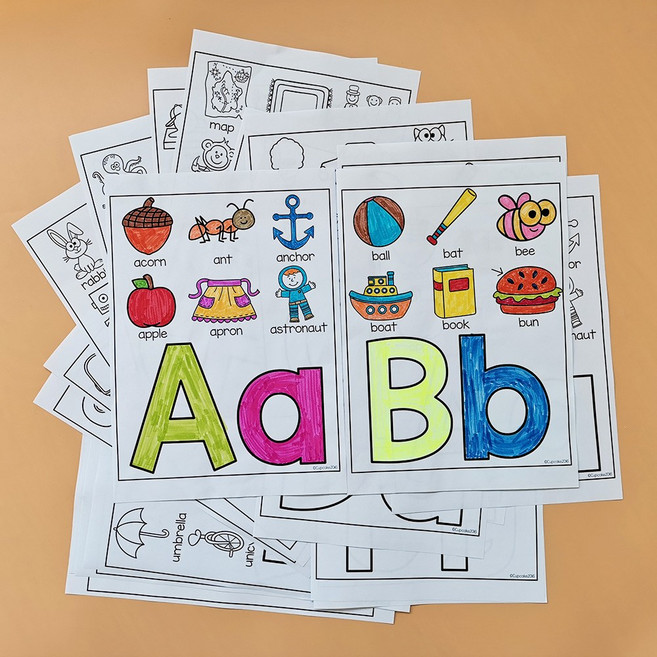 Alphabet Worksheets 26 Letters From-A-to-Z 유아영어워크북 영어 단어 보기 학습 문제집 키즈용 홈스쿨, D