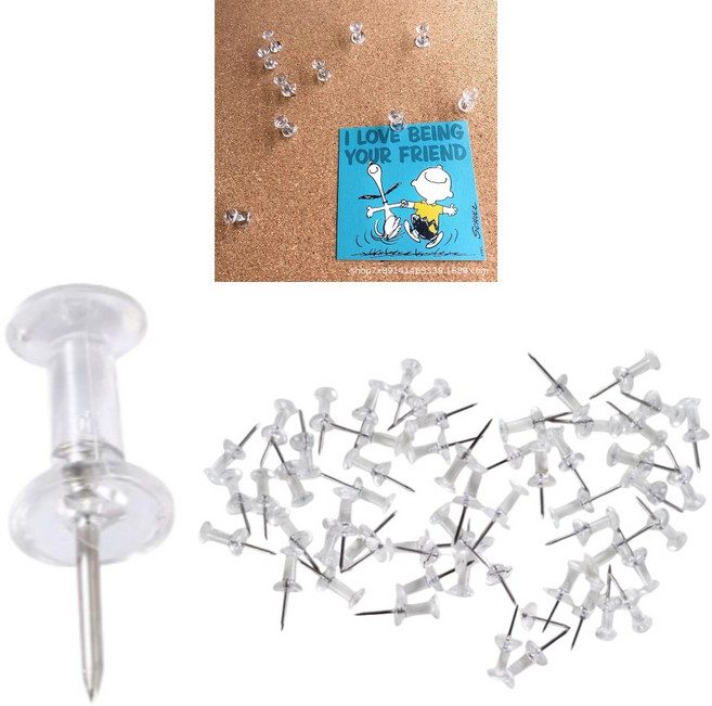 바이유즈 투명한 압정핀 메모핀, 200개입