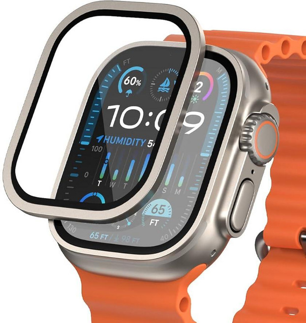 FLOLAB NanoArmour 애플 워치 울트라 3 / 2용 액정보호필름 반사 방지 49mm iWATCH 시계 1 강화 유리: 향상된 디스플레이 쉬운 설치 알루미늄 프레, 오리지널 티타늄