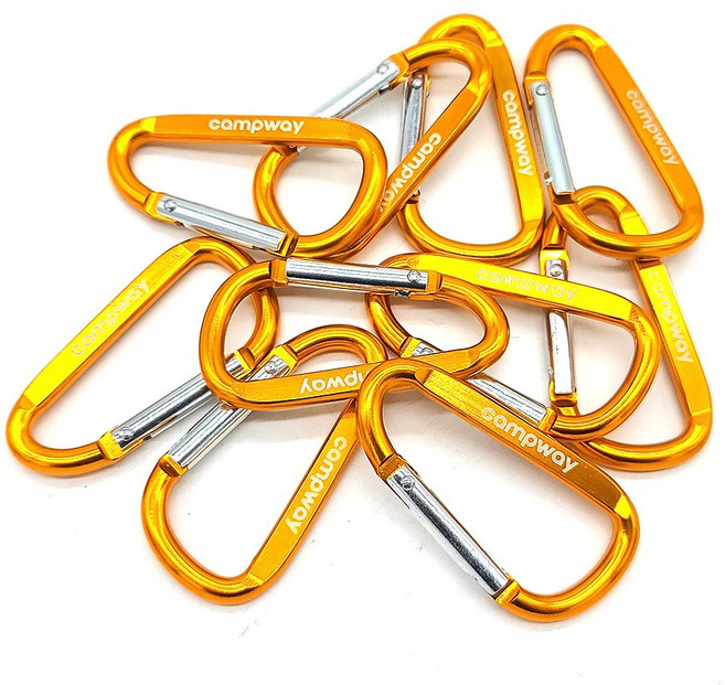캠프웨이 고강도 D형 카라비너, 골드, 10개