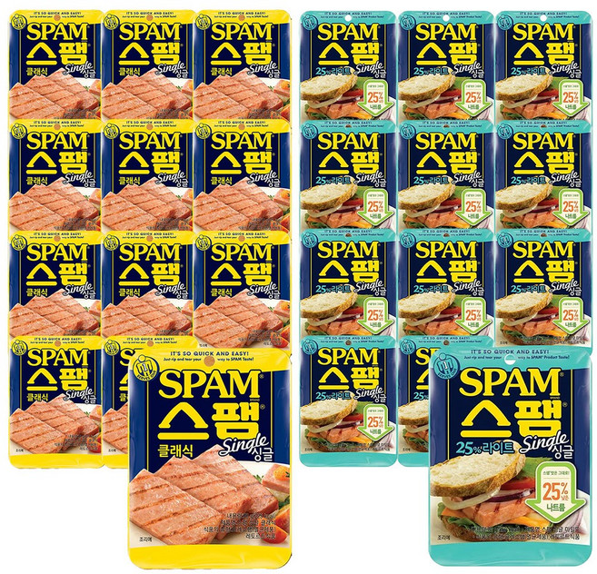 스팸 클래식싱글 80g 12개 + 라이트80g 12개 총24개, 1개
