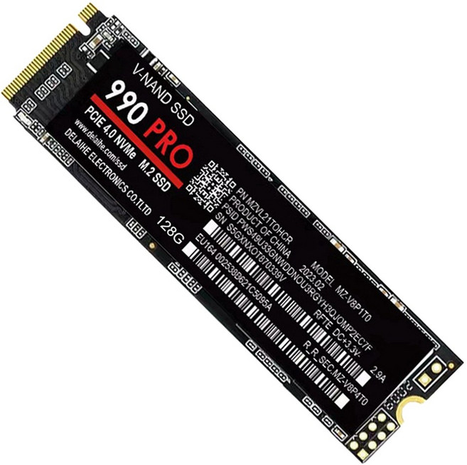 SSD 솔리드 스테이트 128G 990 Pro M.2 2280 SSD PCIE 4.0 NVME 게임 노트북 데스크탑 용 내부 하드 드라이브, 1개, 검은색